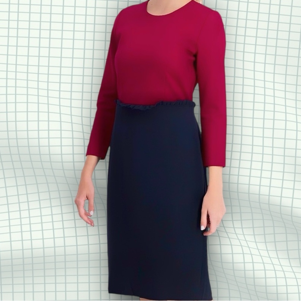 J. Crew 365 Combo Sheath Dress in Burgundy & Navy Blue Size 0